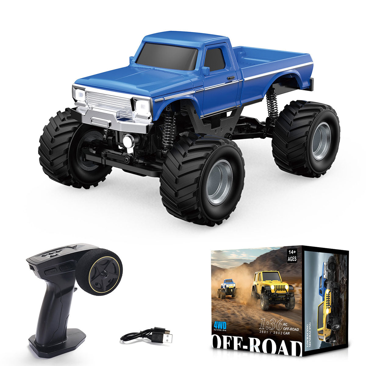 1/36 Scale 2.4G 4WD Full Proportional RC Off-Road Car Model