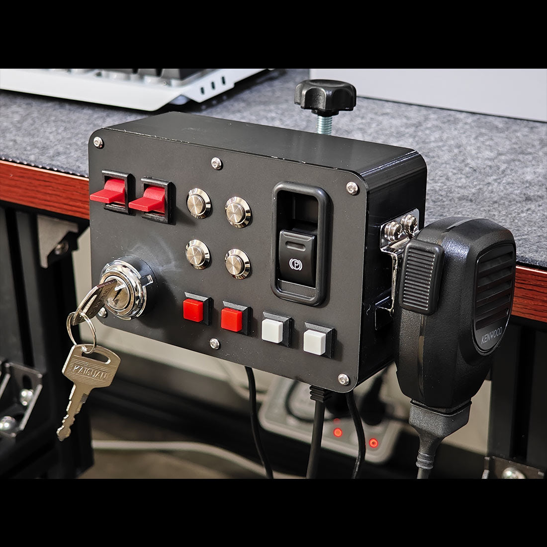 Euro Truck Central Console - Control Panel with Ignition Key Switch & Integrated Intercom System for Windows Driving Simulators, Compatible with ETS2 and FS Serie, PC