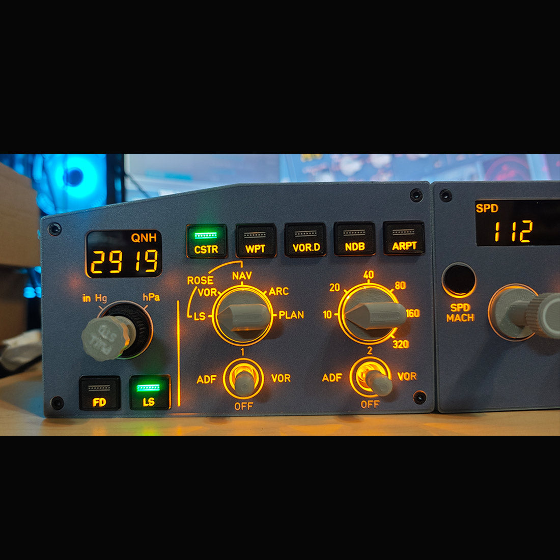 D108 All-in-One A32X Home Cockpit Panel - Integrated FCU+Left EFIS+ECAM/Gear/Auto-Brake Warnings for Windows MSFS2020/2024, X-Plane 12 (Fenix, FBW, Toliss)