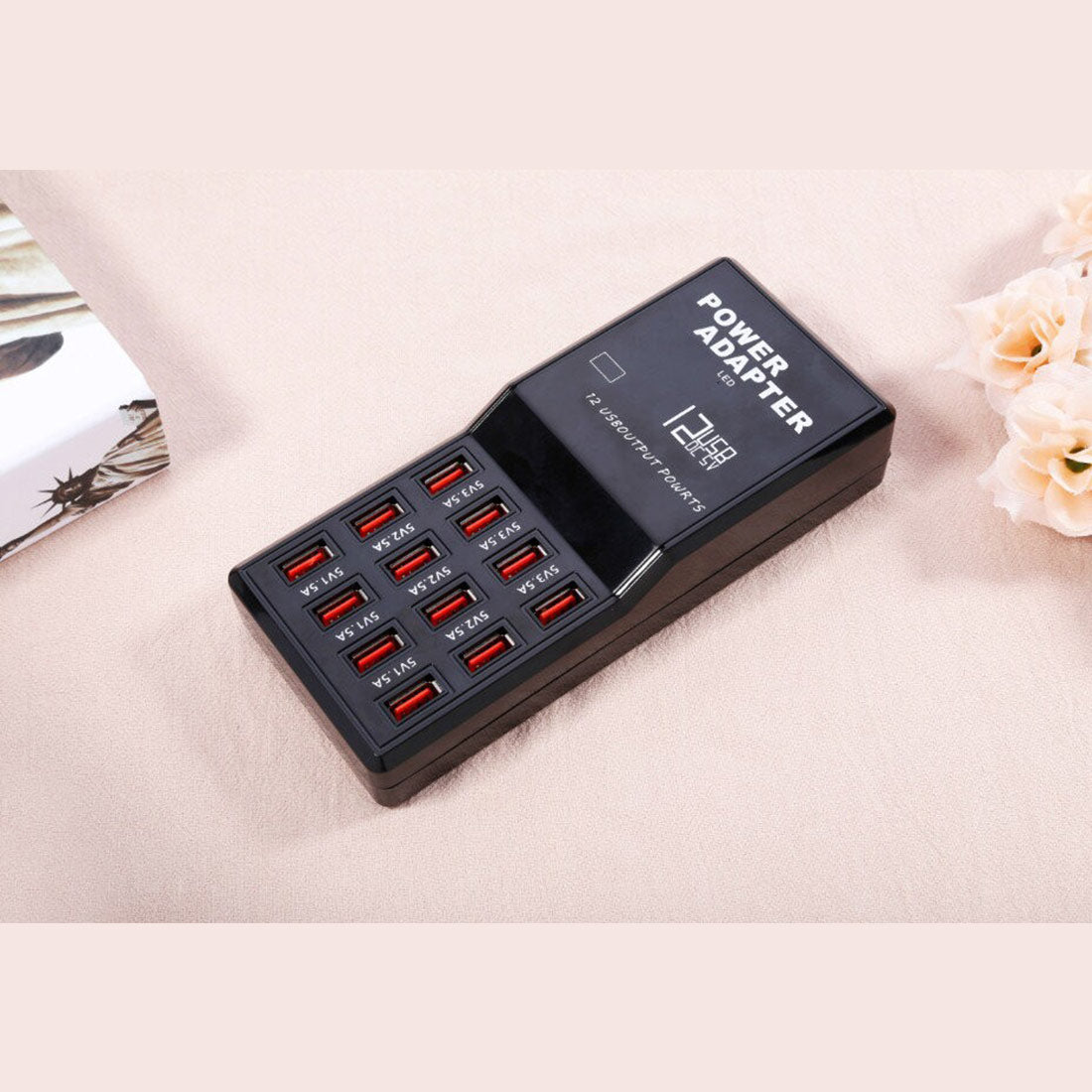 12-Port USB Charging Station, Multi-Device 5V Intelligent USB Charger with Global Plug Options (EU Plug)
