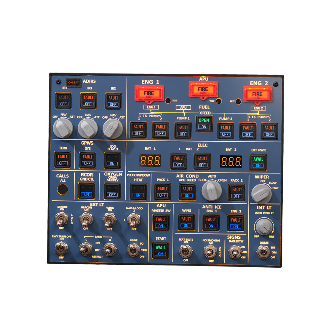 A107 v3.1 A32X Overhead Panel – Backlit, Metal, Tactile | For MSFS & Home Cockpits